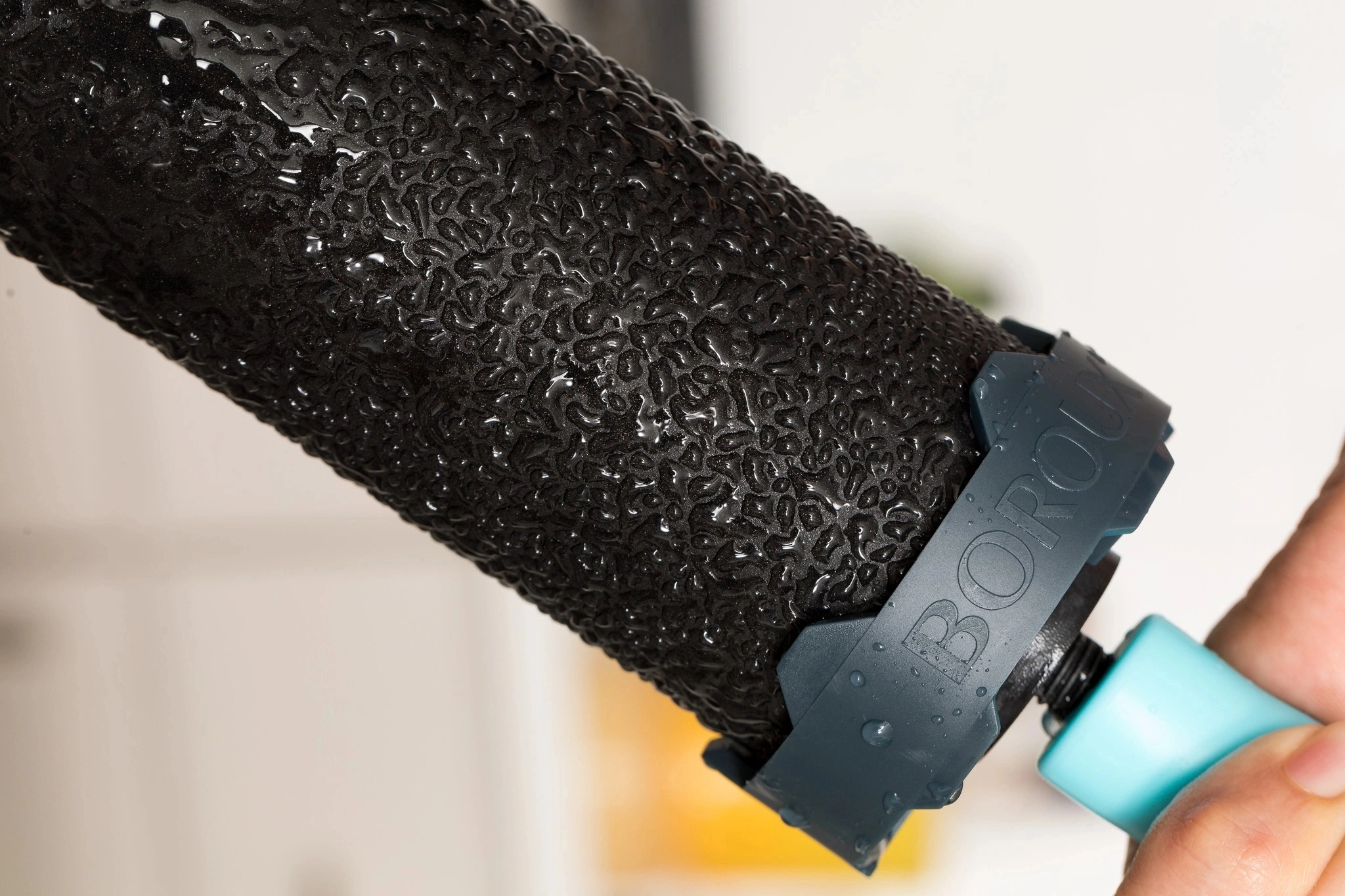 Family using countertop gravity water filtration